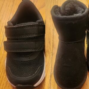 GUC 2 pack Athletic Works unisex size 4 Baby shoes black/white and boots